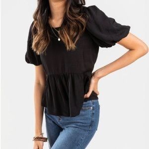 Jun and Ivy black puff short sleeve